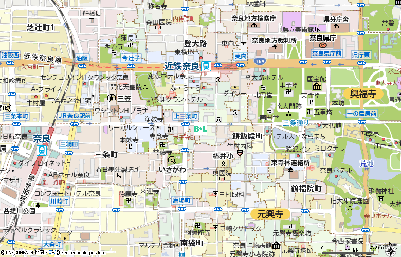 アイシティ奈良付近の地図